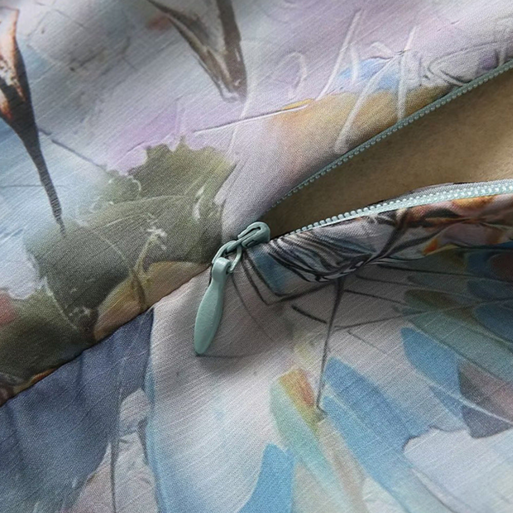 Vireous Short Sleeve Abstract Print Long Dress, Spring and Summer Collection