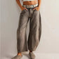 High-Stretch Mid-Rise Barrel Jeans, Fashion Wide Leg Women's Jeans