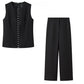Vireous Round-Neck Sleeveless Vest Summer Fashion Casual Pantsuit
