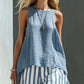 Vireous Linen Sleeveless Summer Shirt, Womens Loose-Fitting Button-Up Top