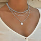 Women's Multilayer Necklace, Fashion Disc Pendant Chain