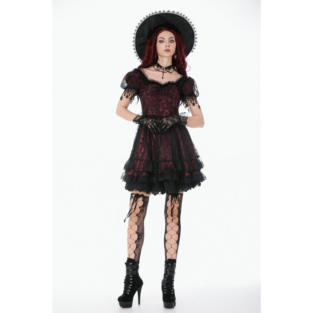Dark in Love Red Black Lace Princess Dress