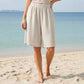 Women's Summer Loose Casual Cotton-Linen Elastic-Waist Capri Shorts