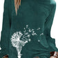Women's Dandelion Design Nature Lover Long Sleeve T-Shirt