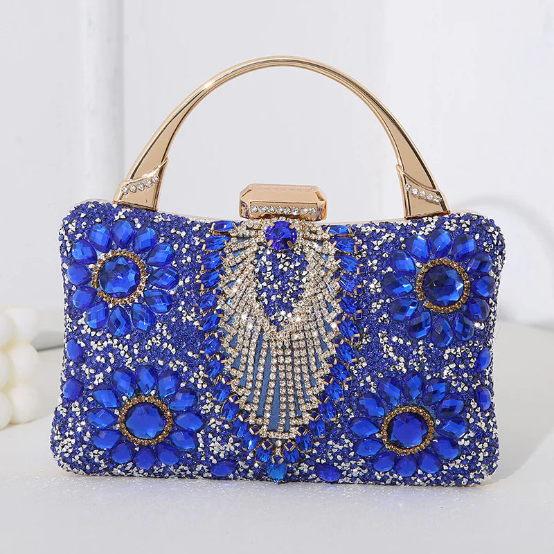 Diamond Sparkling Small Evening Handbag, Multi Colours