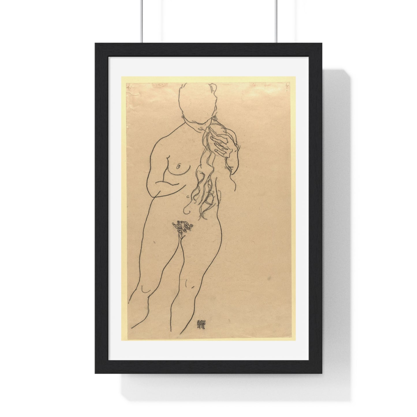 Nude by Egon Schiele, from the Original, Framed Art Print