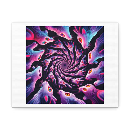Psychedelic Cat Spiral of Eternity 'Designed by AI' Art Print on Canvas