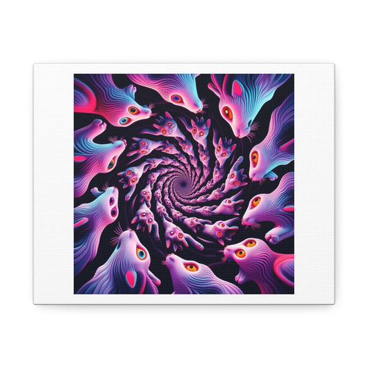 Psychedelic Cat Spiral of Eternity 'Designed by AI' Art Print on Canvas