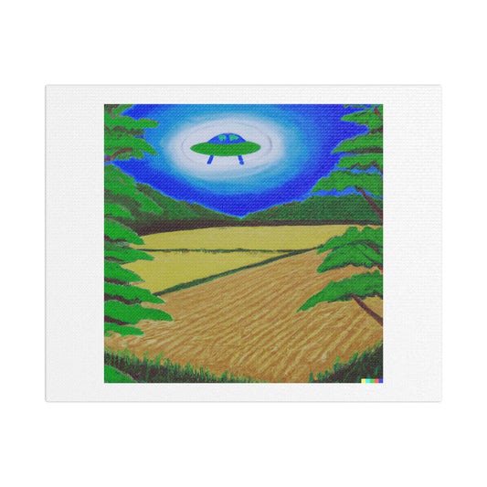 UFO Landing in the Haywain Painting II 'Designed by AI' Art Print on Canvas