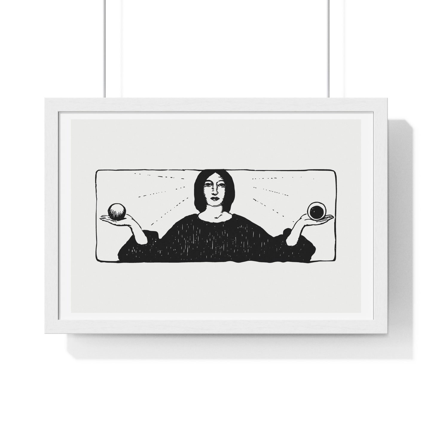 Woman Holding Balls, Religious Vintage Illustration, from the Original, Framed Art Print