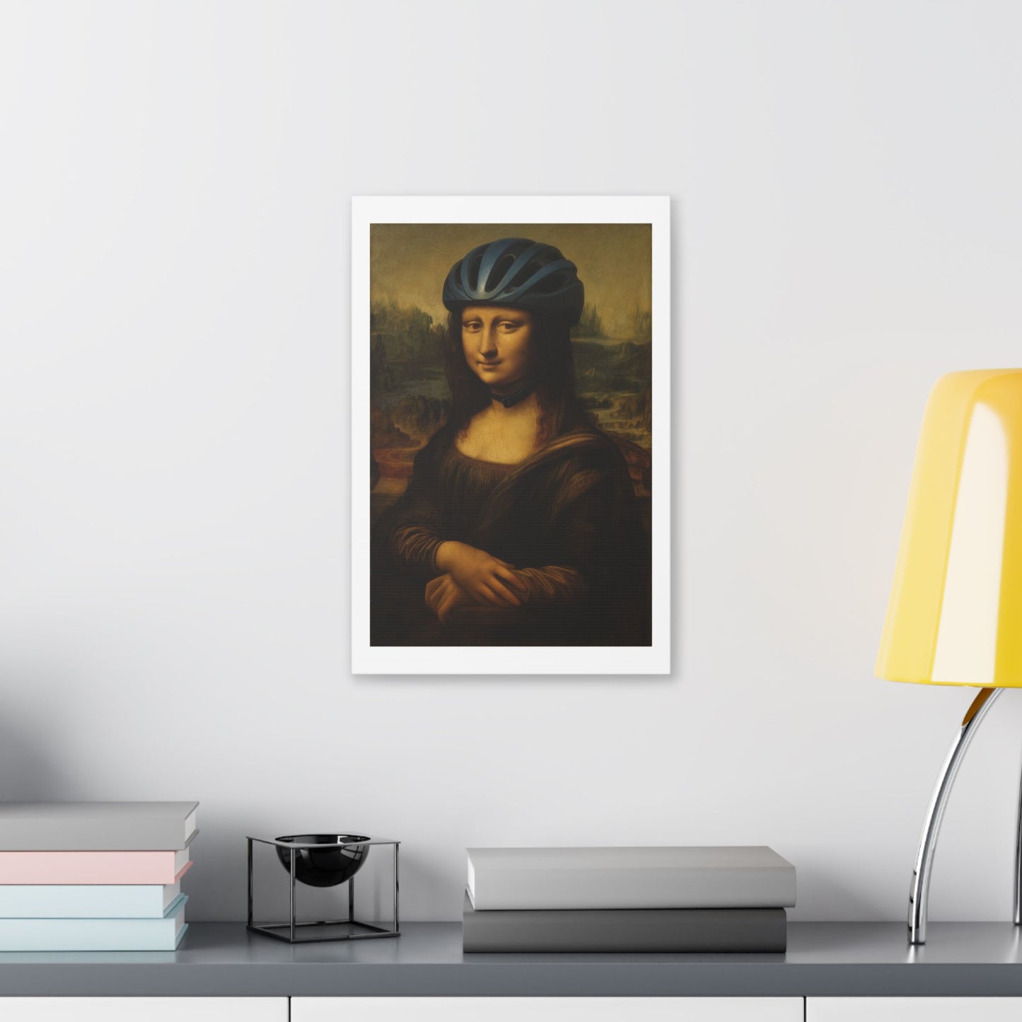 Biker Mona Lisa 'Created by AI' Canvas Art Print
