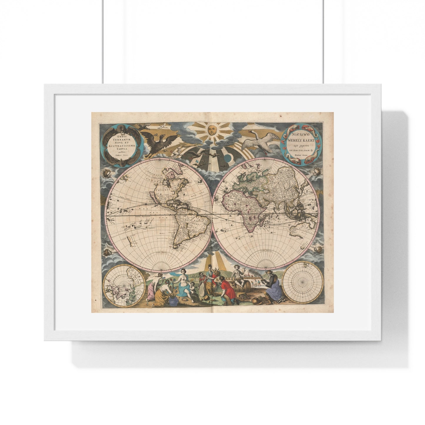 Antique Map 'Orbis Terrarum Nova et Accuratissima Tabula' (1658) from the Original, Framed Print