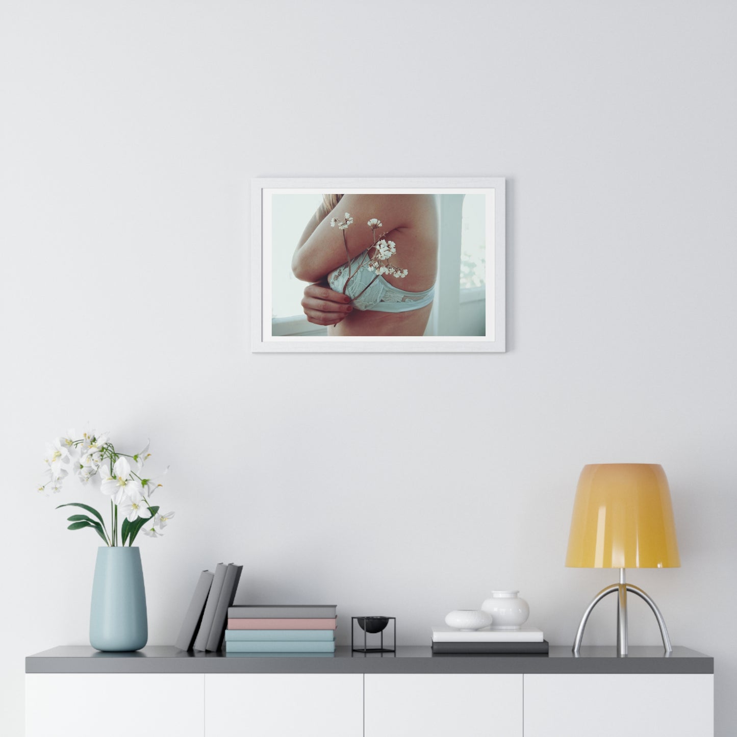 Woman and Flower, Photographer Unknown, from the Original, Framed Print