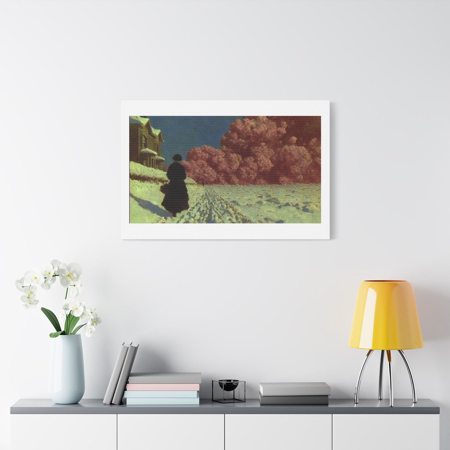 Victorian Woman in a Winter Scene, 19th Century Pastel Art 'Designed by AI' Print on Canvas
