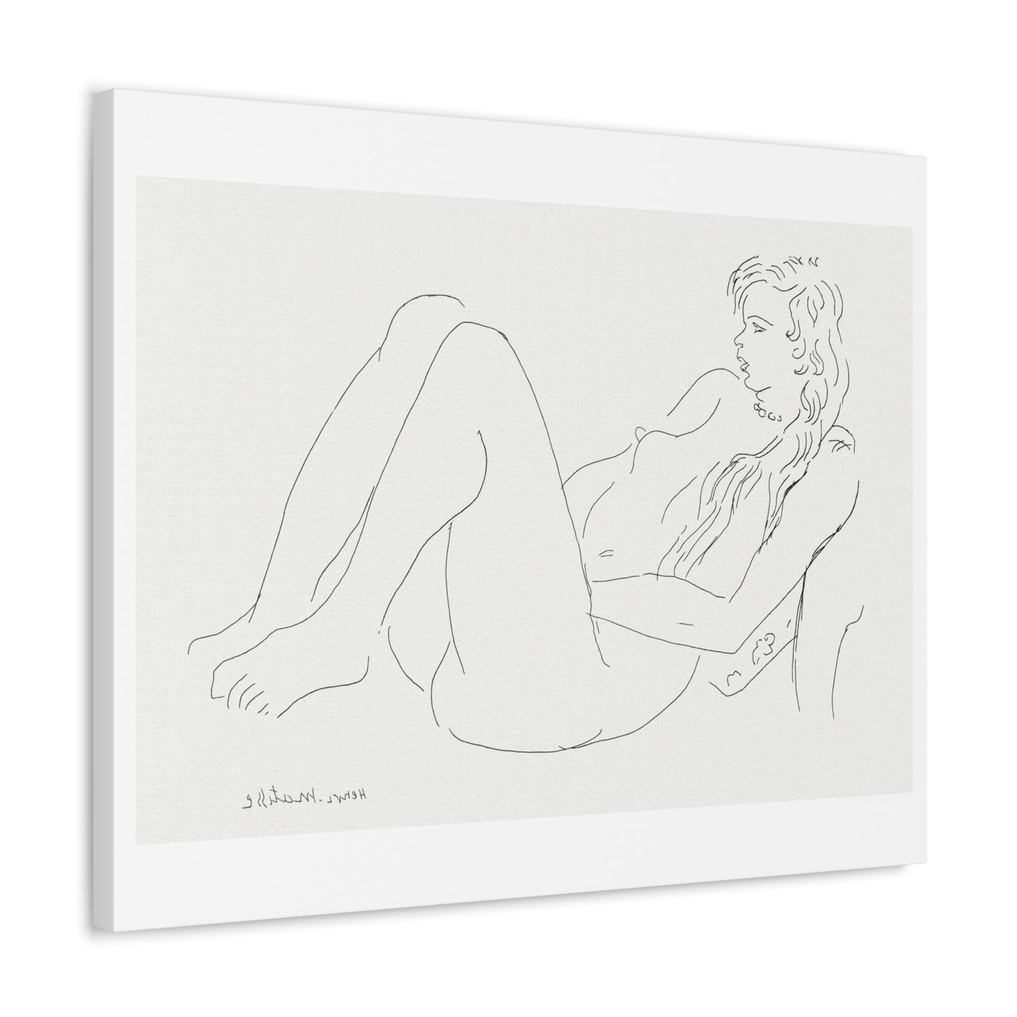 Nude With a Necklace and Long Hair (1920) by Henri Matisse, Art Print from the Original on Canvas