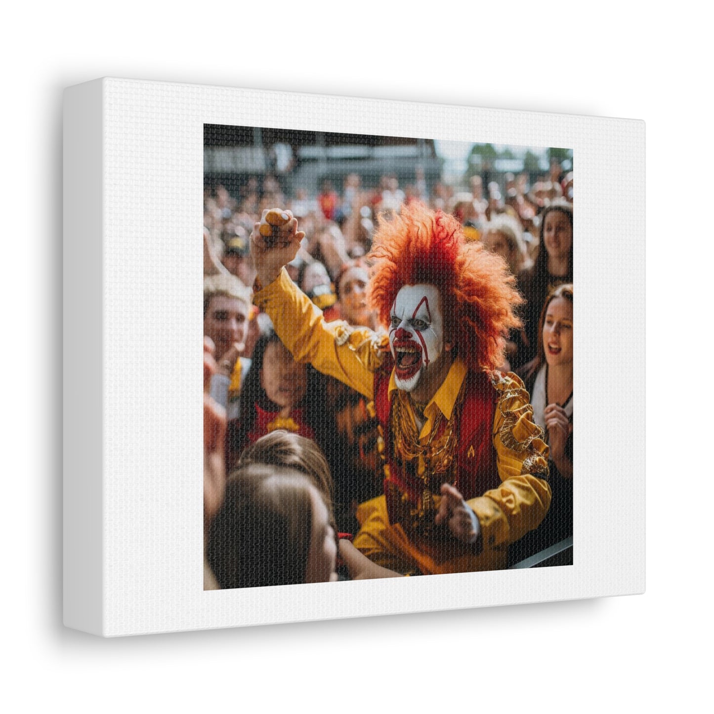 Ronald McDonald at a Concert Rocking Out and Realizing His Final Form 'Designed by AI' Art Print on Canvas