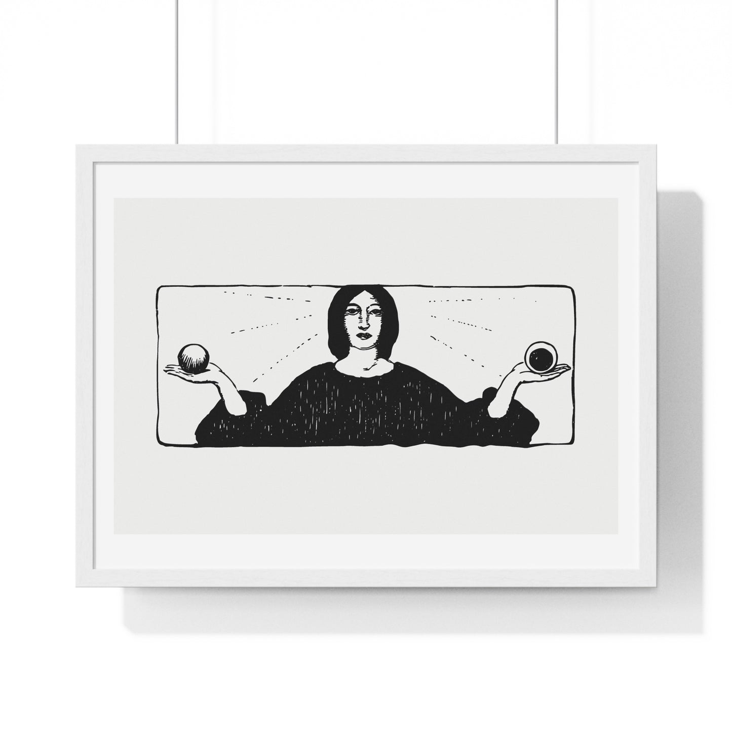 Woman Holding Balls, Religious Vintage Illustration, from the Original, Framed Art Print