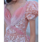 Vireous Soft Luxury Pink Layered Evening Dress