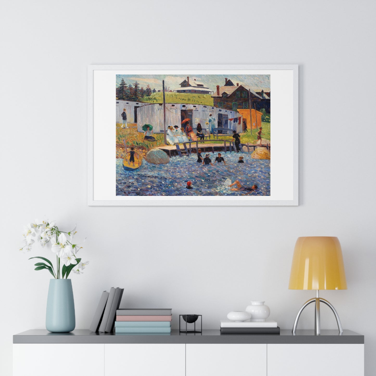 The Bathing Hour, Chester, Nova Scotia (1910) by William James Glackens, from the Original, Framed Print