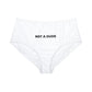 'Not a Dude' Printed Women's White High-Waist Hipster Bikini Bottom