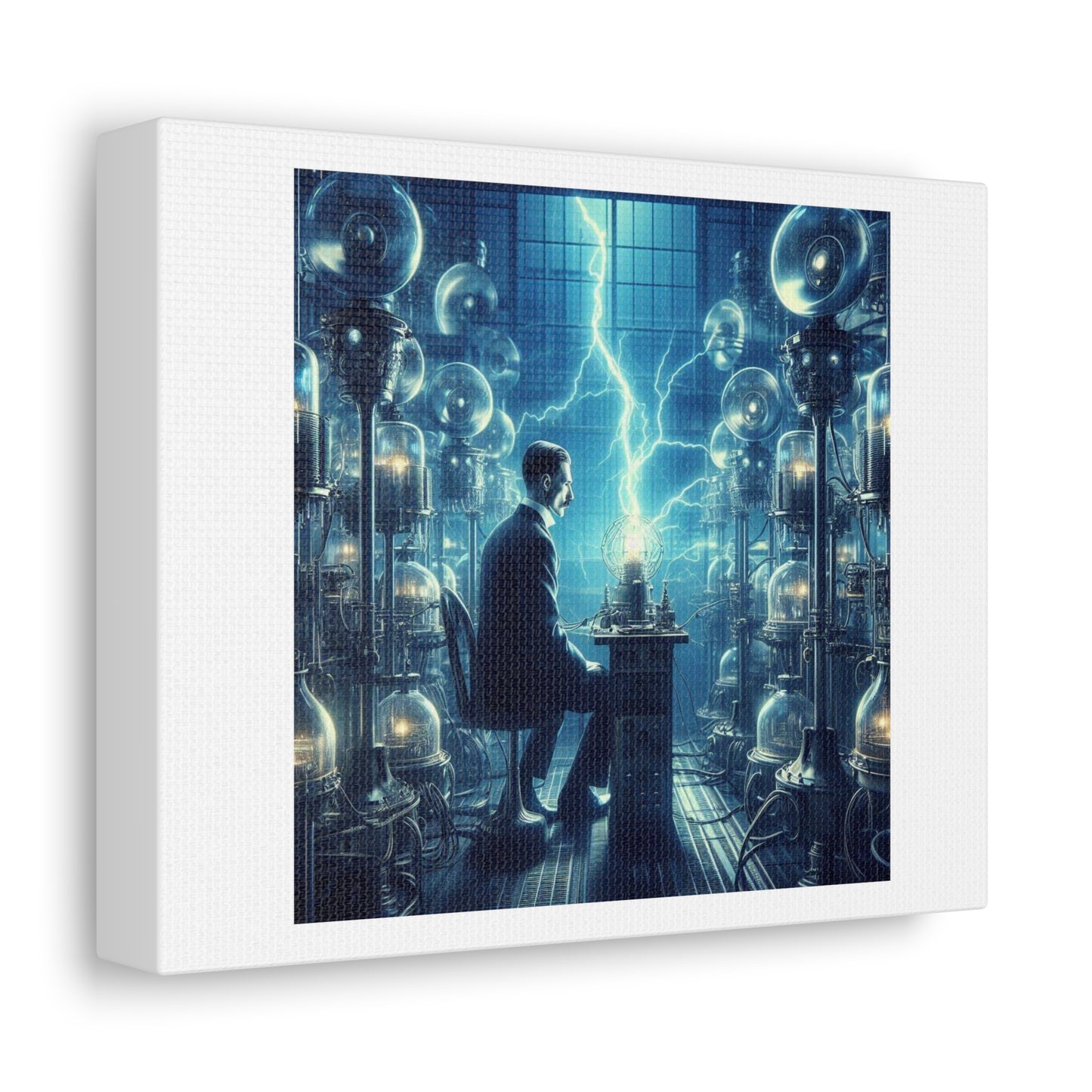 Nikola Tesla's Laboratory 'Designed by AI' Art Print on Canvas