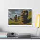 Moai Statues of Easter Island Seen on a Good Day 'Designed by AI' Canvas Art Print