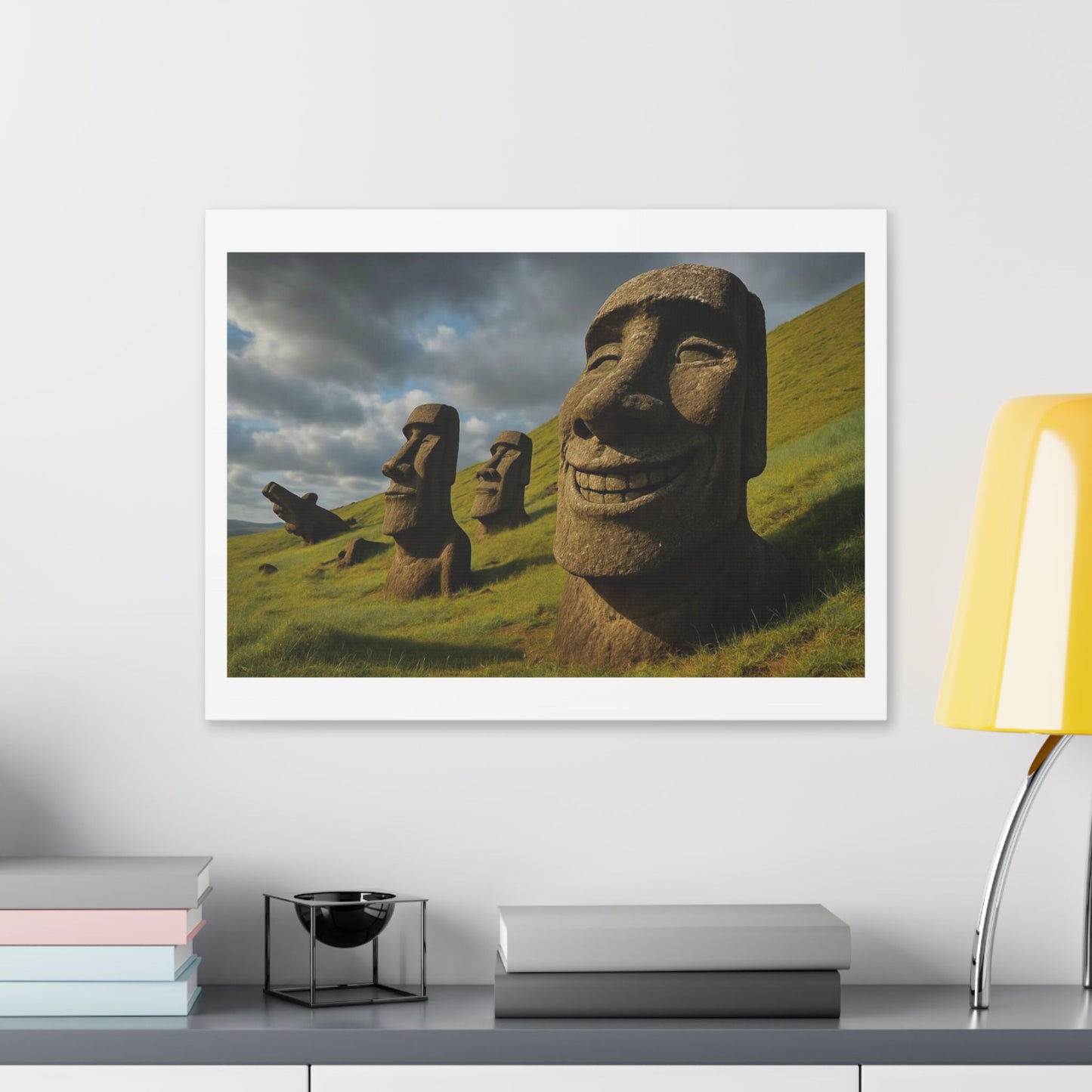 Moai Statues of Easter Island Seen on a Good Day 'Designed by AI' Canvas Art Print