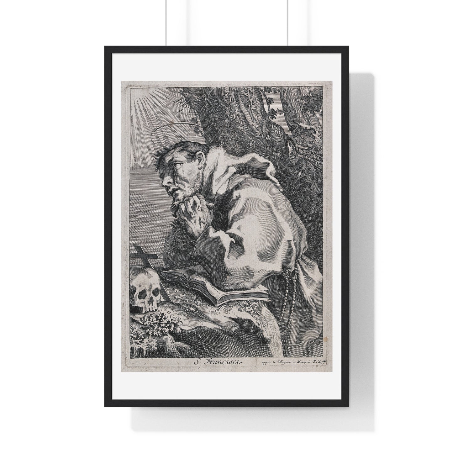 Saint Francis of Assisi in Ecstasy, from the Original Etching, Framed Art Print