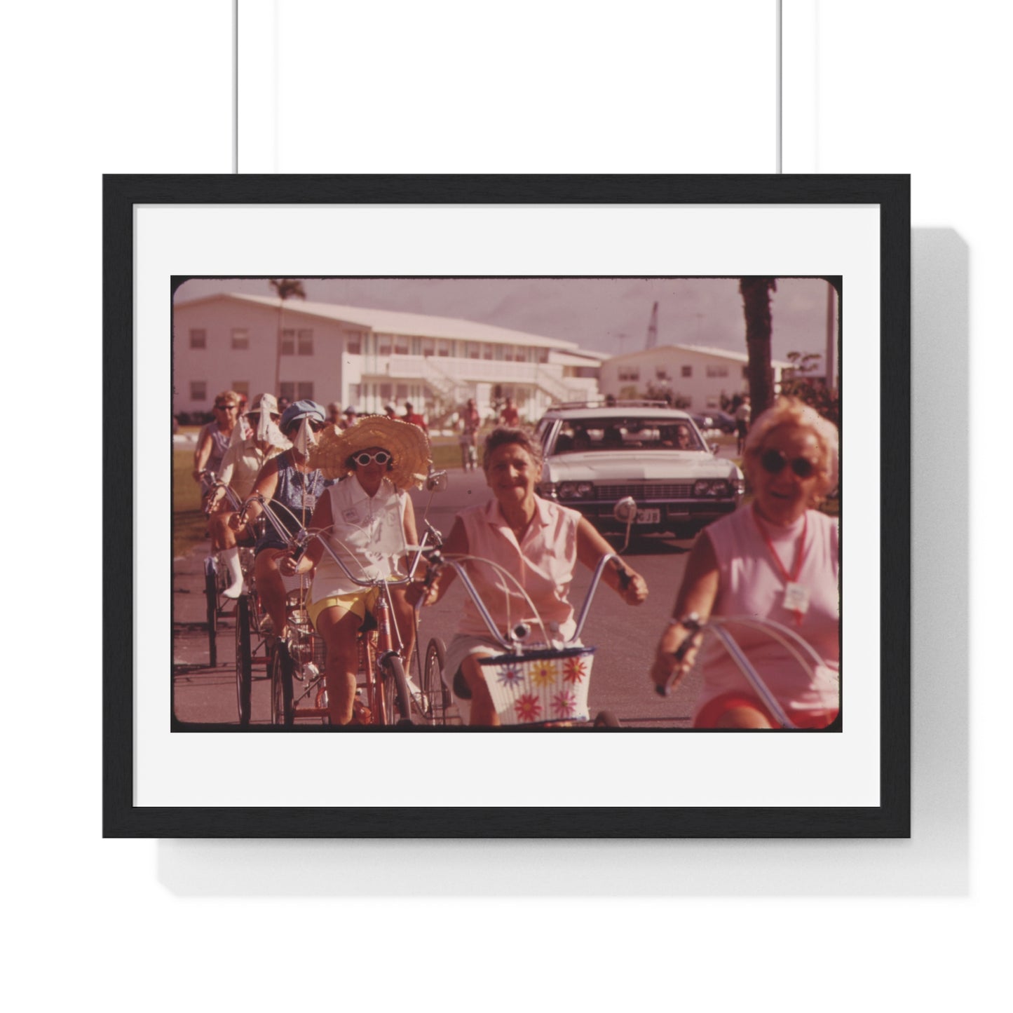 Tricycle Club at the Century Village Retirement Community (circa 1973) Vintage Photography by Flip Schulke, Framed Print