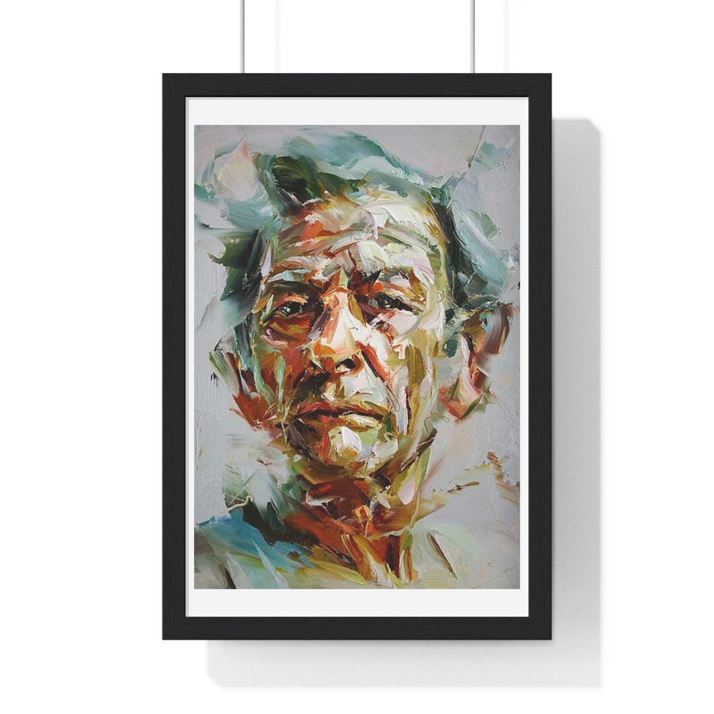 Male Portrait, Impasto Painting Style 'Designed by AI' Framed Art Print