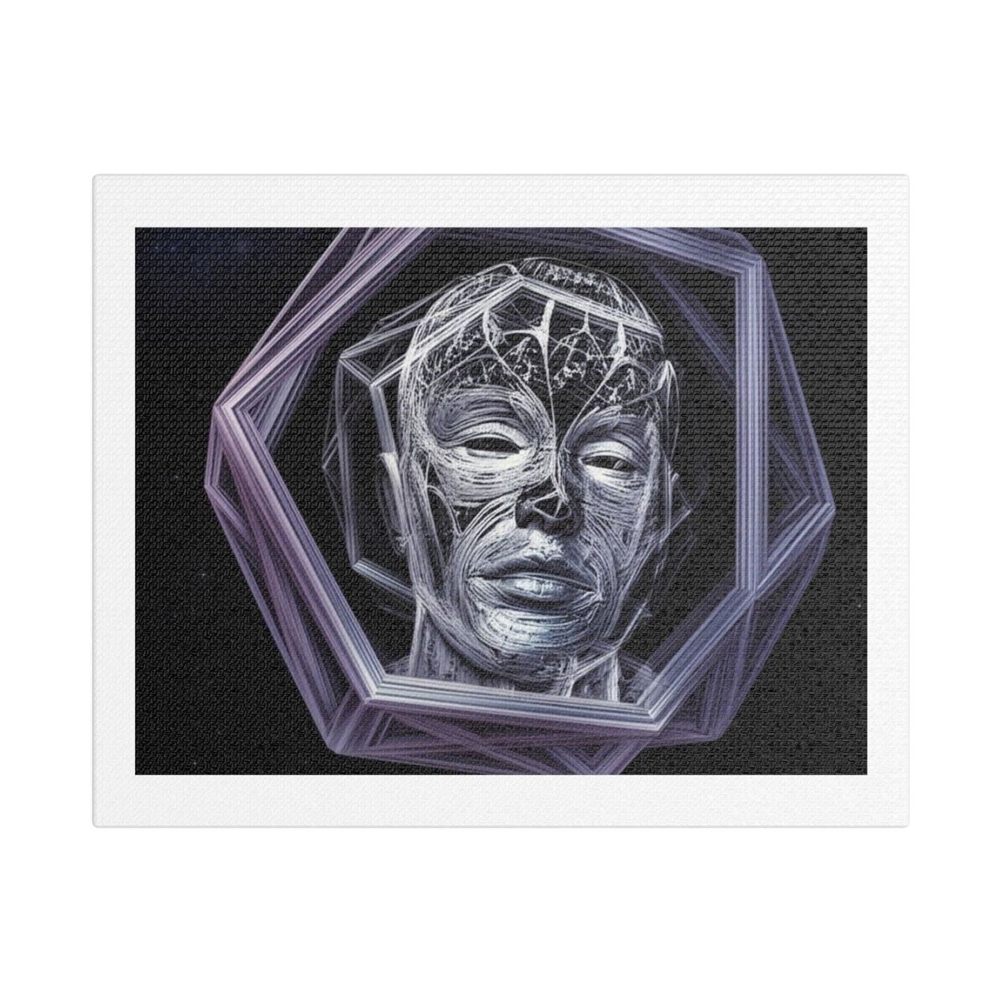 AI Hallucination Gives a Likeness of Itself 'Designed by AI', Art Print on Satin Canvas