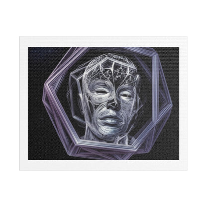 AI Hallucination Gives a Likeness of Itself 'Designed by AI', Art Print on Satin Canvas
