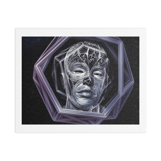 AI Hallucination Gives a Likeness of Itself 'Designed by AI', Art Print on Satin Canvas
