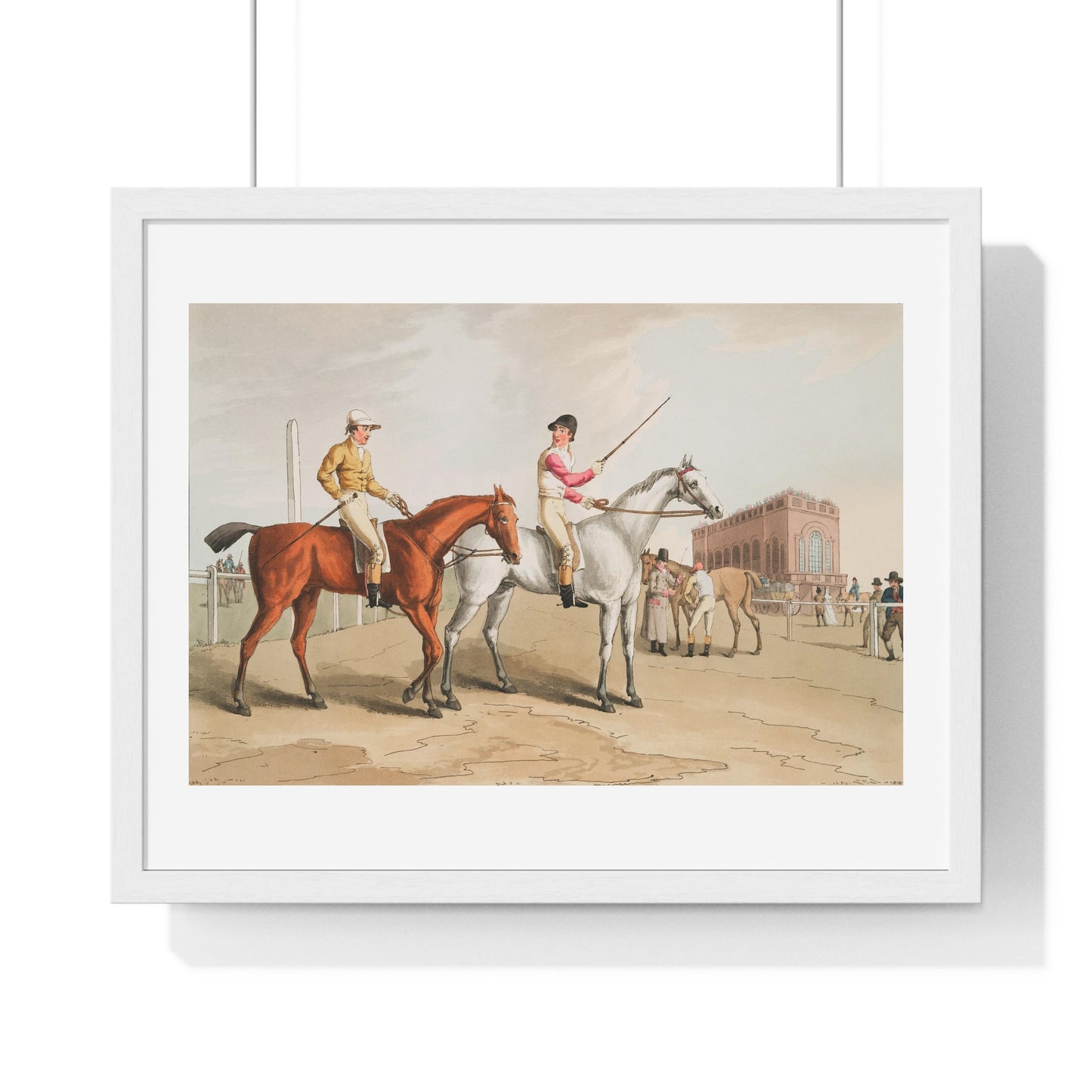 Illustration of Jockeys from 'The Costume of Yorkshire' (1814) by George Walker, from the Original, Framed Art Print