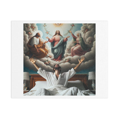 Man Wakes Up in the Morning Happily Contemplating the Holy Trinity, 'Designed by AI', Print on Canvas
