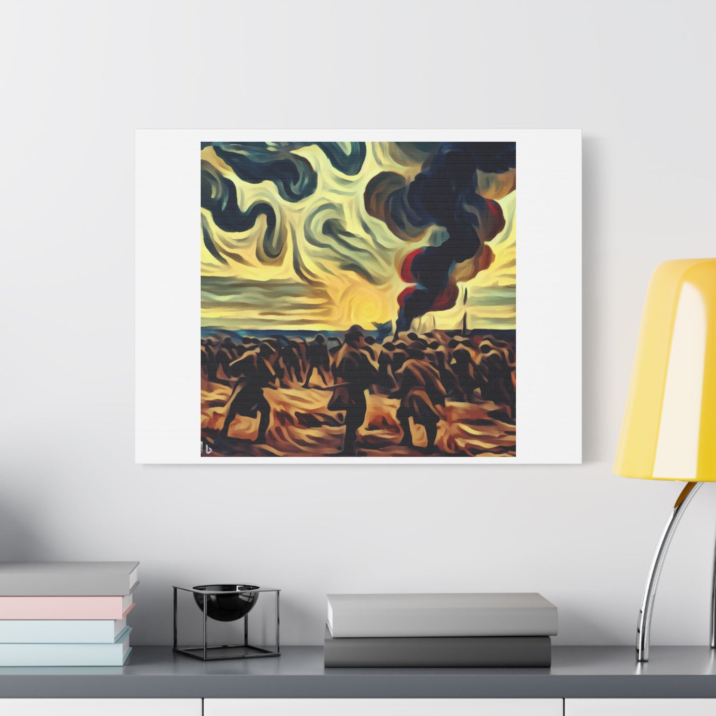 War in the Style of Edvard Munch 'Designed by AI' Art Print on Canvas