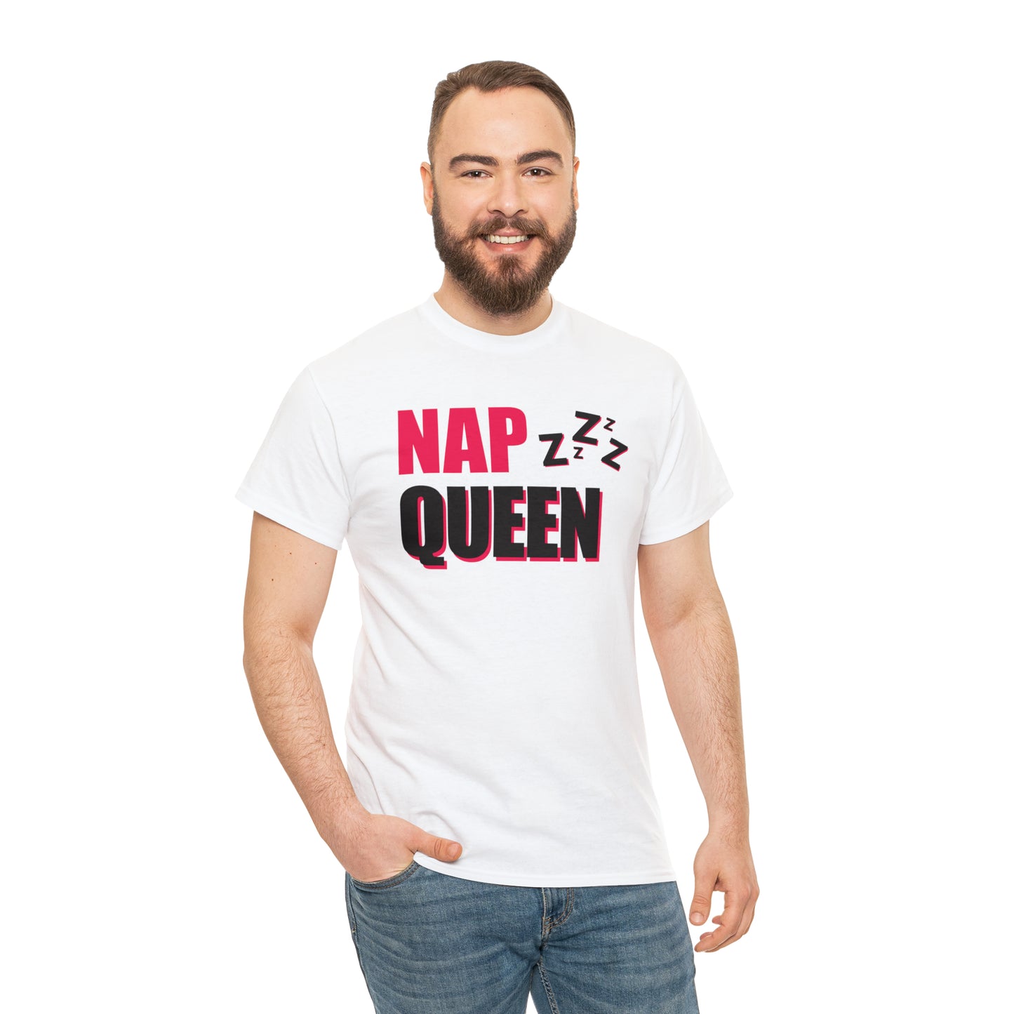 Nap Queen ヘビーコットン Tシャツ ユニセックス ワールドワイドサイズ 昼寝、睡眠、怠惰、休息