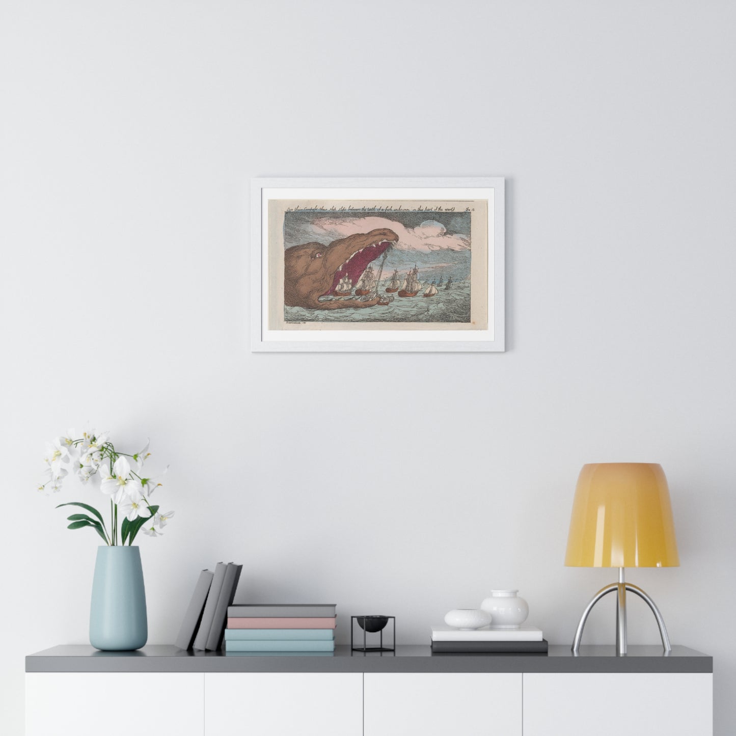 Lose their Compass, their Ship Slips Between the Teeth of a Fish Unknown in this Part of the World (1809) from the Original, Framed Print