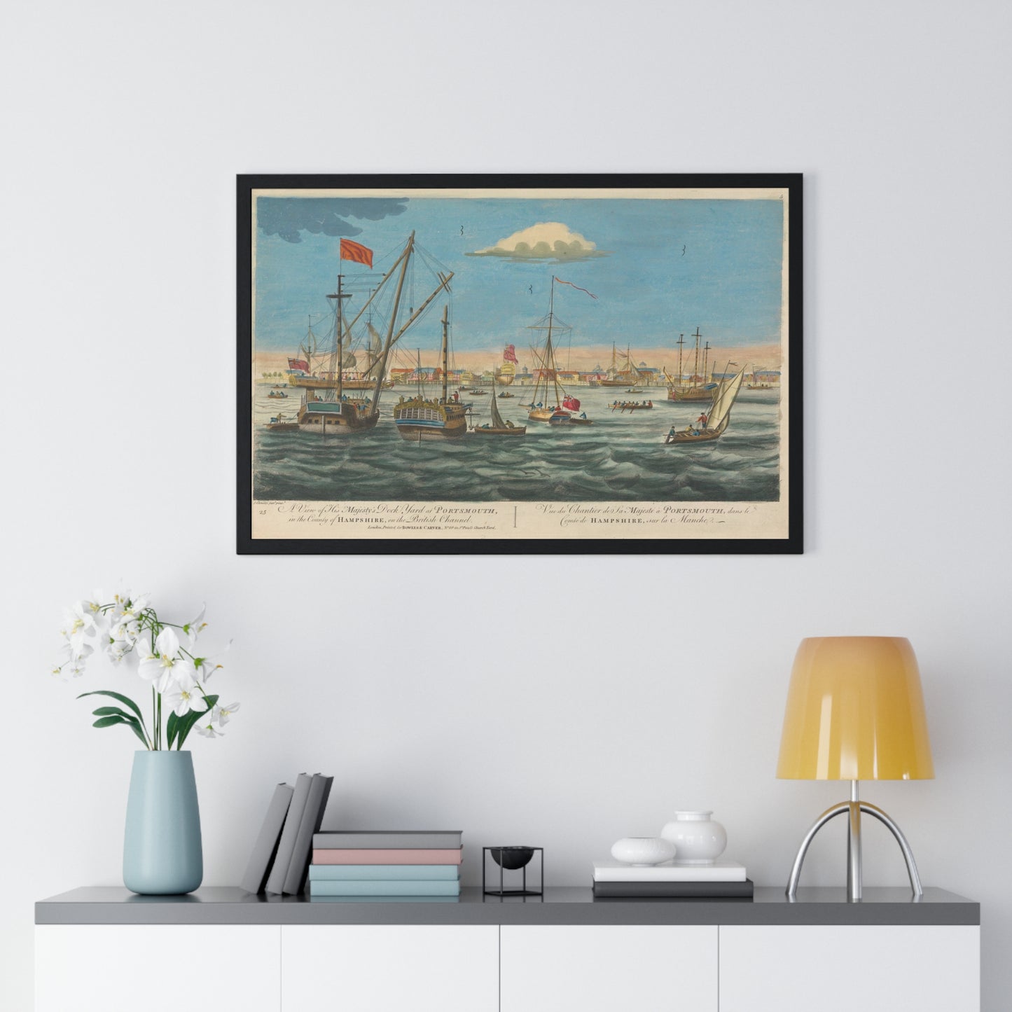 A View of His Majesty's Dock Yard at Portsmouth, in the County of Hampshire, on the British Channel from the Original, Framed Art Print