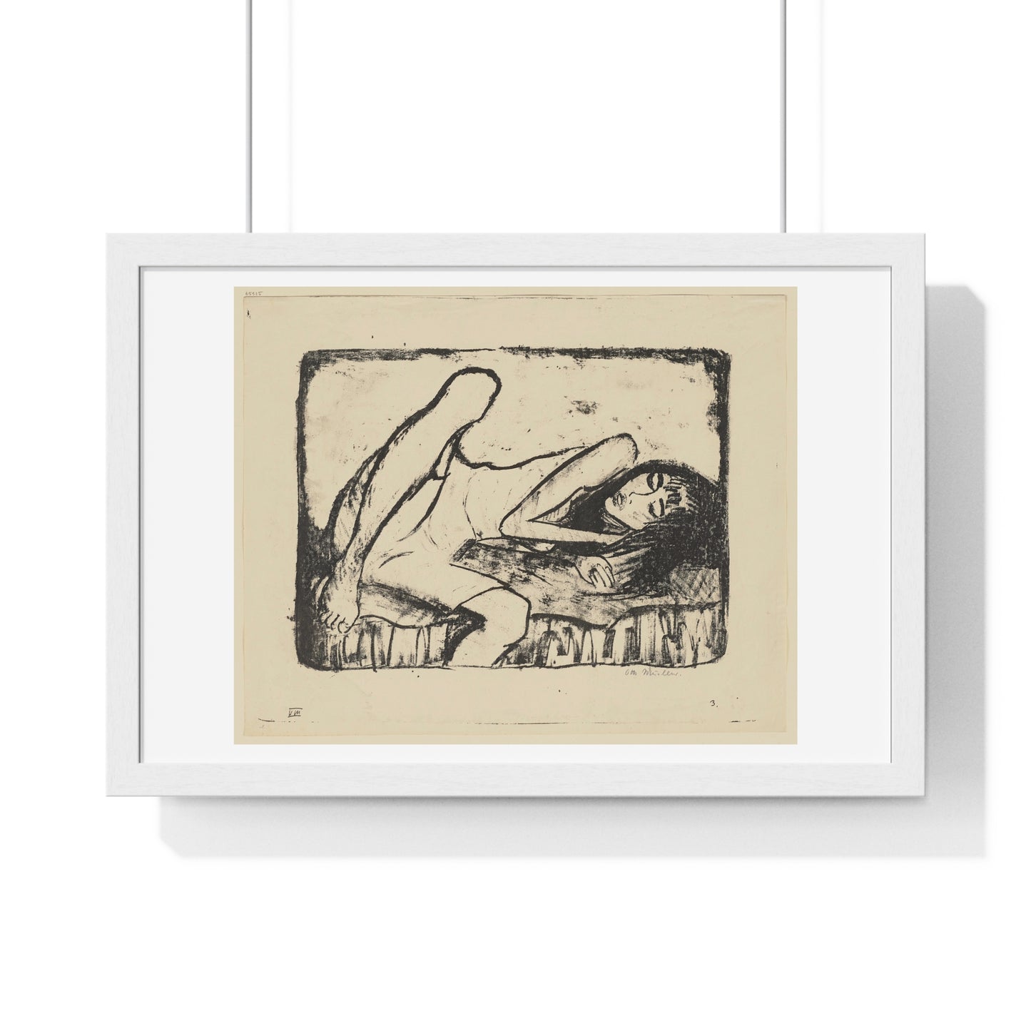 Mädchen auf der Liege II (1919) by Otto Mueller, from the Original, Framed Print