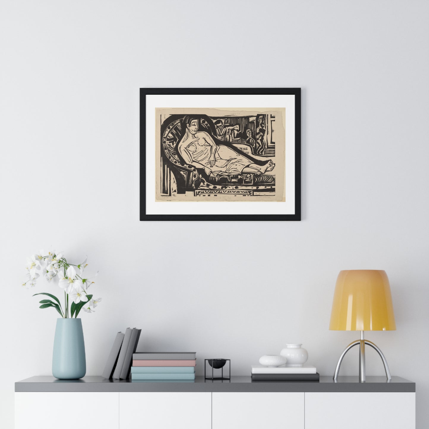Woman Lying on a Sofa (1926) by Ernst Ludwig Kirchner, from the Original, Framed Art Print