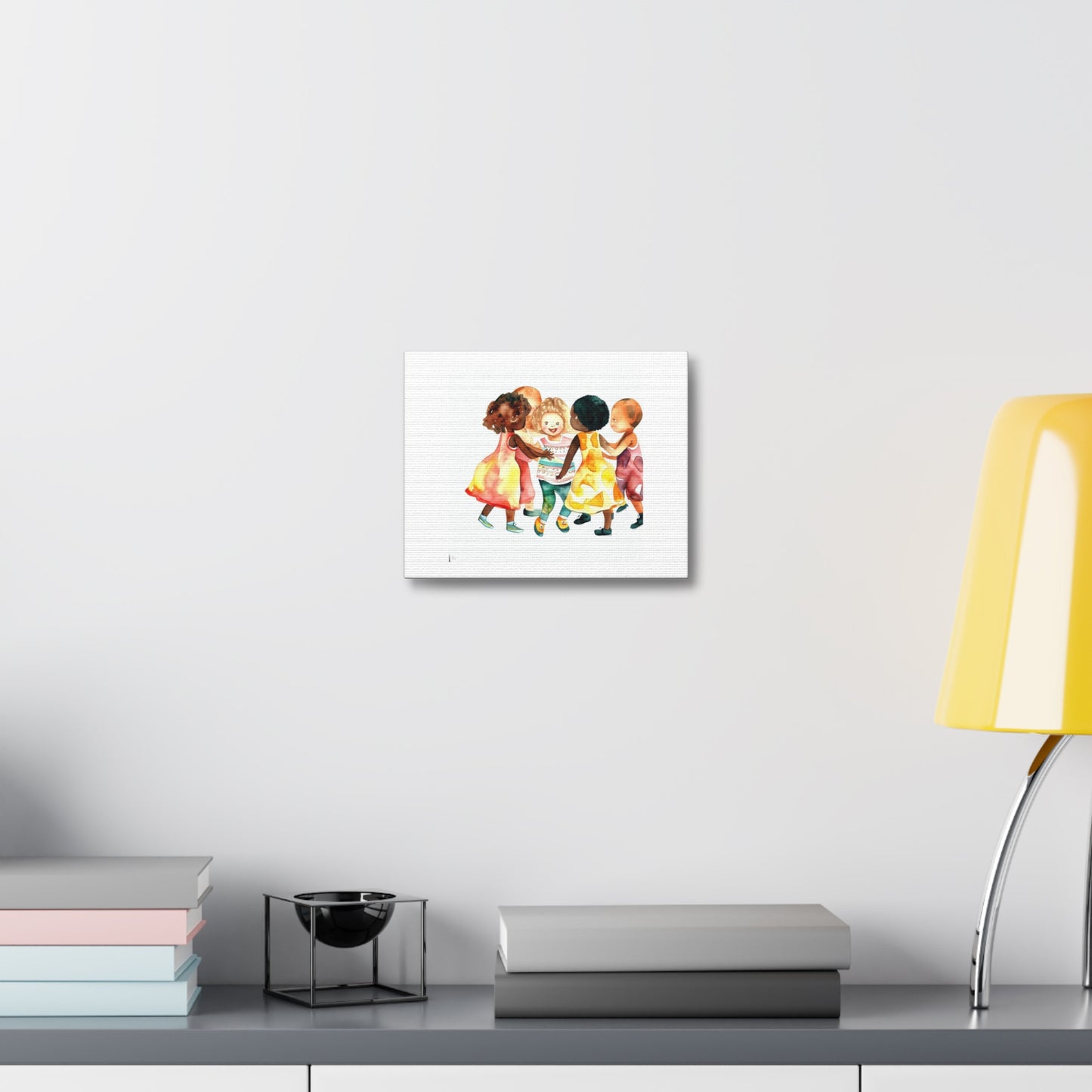 Beautiful Small Children Of All Races Playing Together Watercolour 'Designed by AI' on Canvas