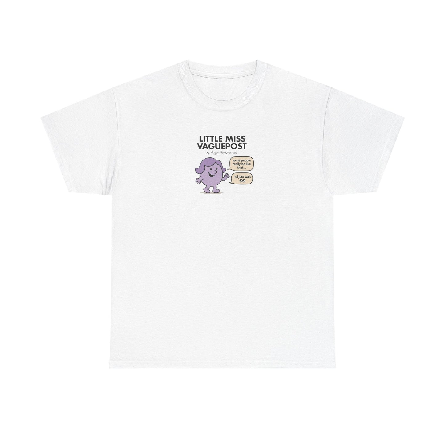 Little Miss Vague Post, Funny Mr Men Cartoon Art T-Shirt