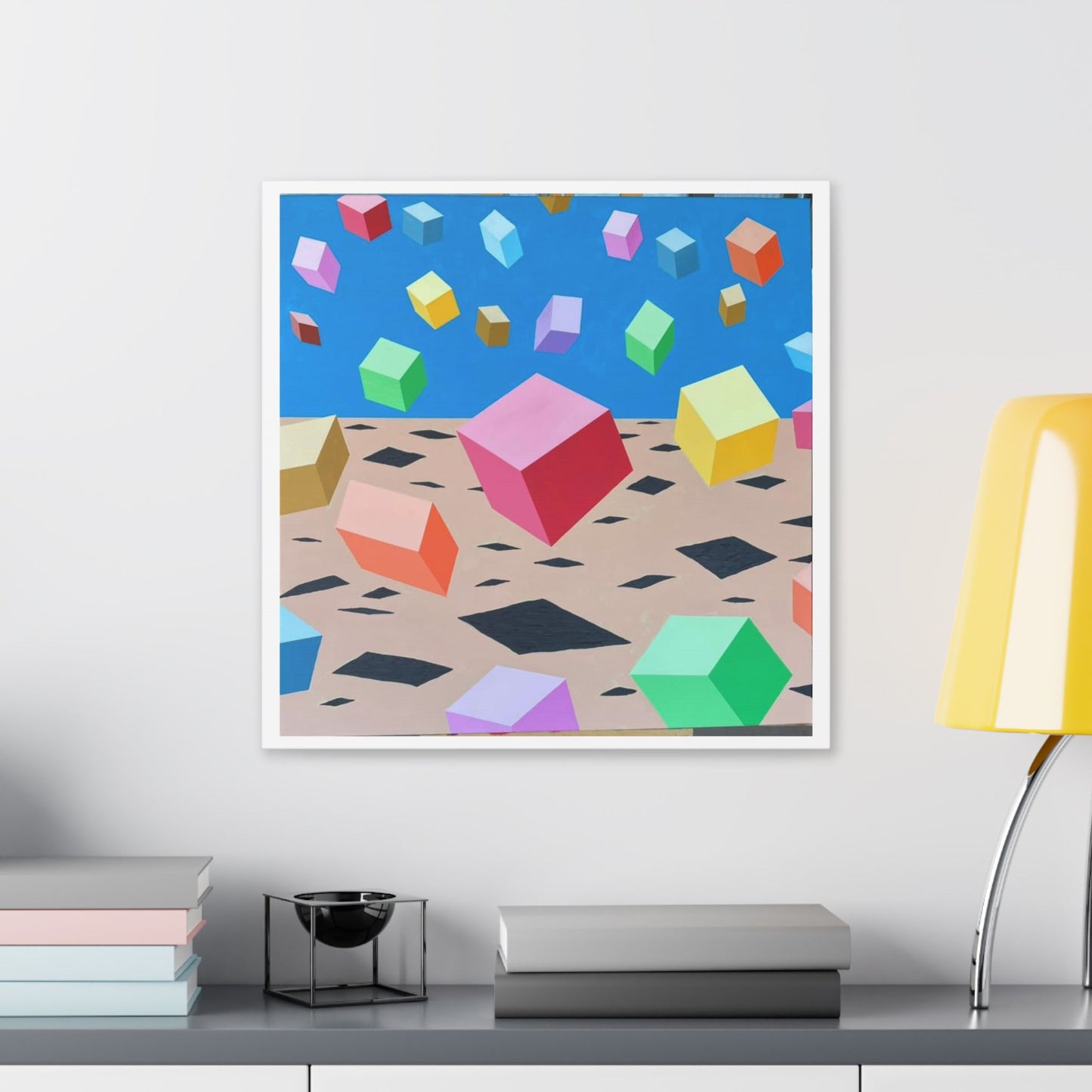Bouncing Boxes, Cartoon Art 'Designed by AI' Canvas Art Print