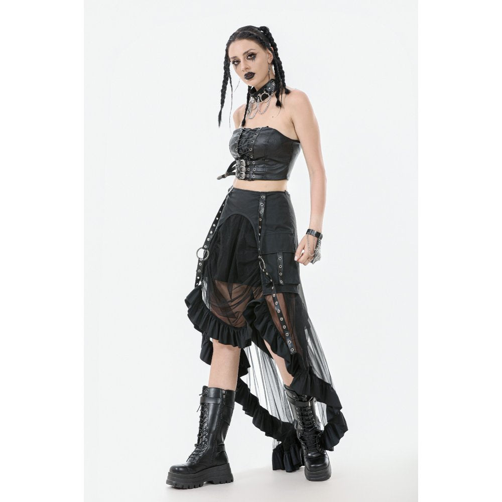 Dark in Love Ravena Buckled Faux Leather Corset Top