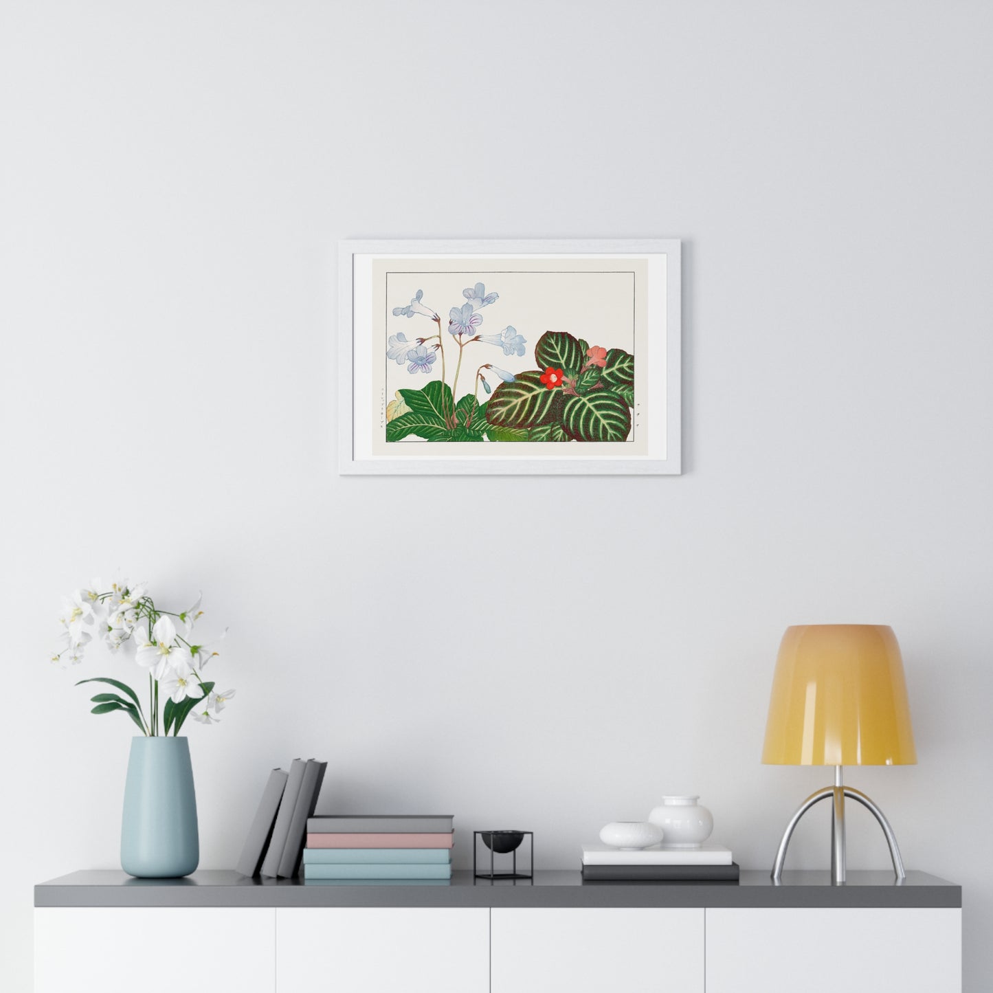 Vintage Tydea and Cape Primrose Flower (1917) Japanese Woodblock Art by Kônan Tanigami, from the Original, Framed Art Print