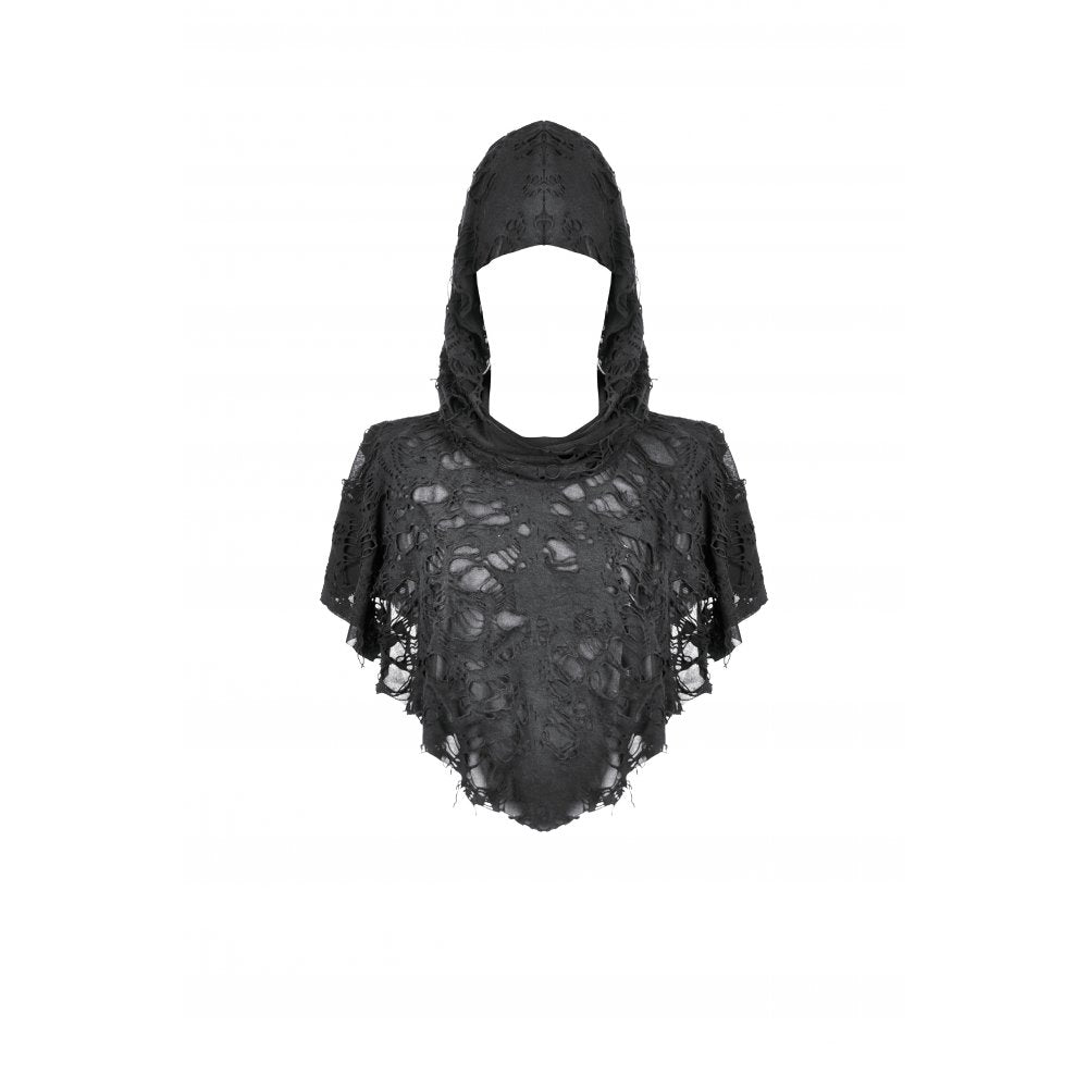 Dark in Love Nyx Distressed Shredded Hooded Poncho