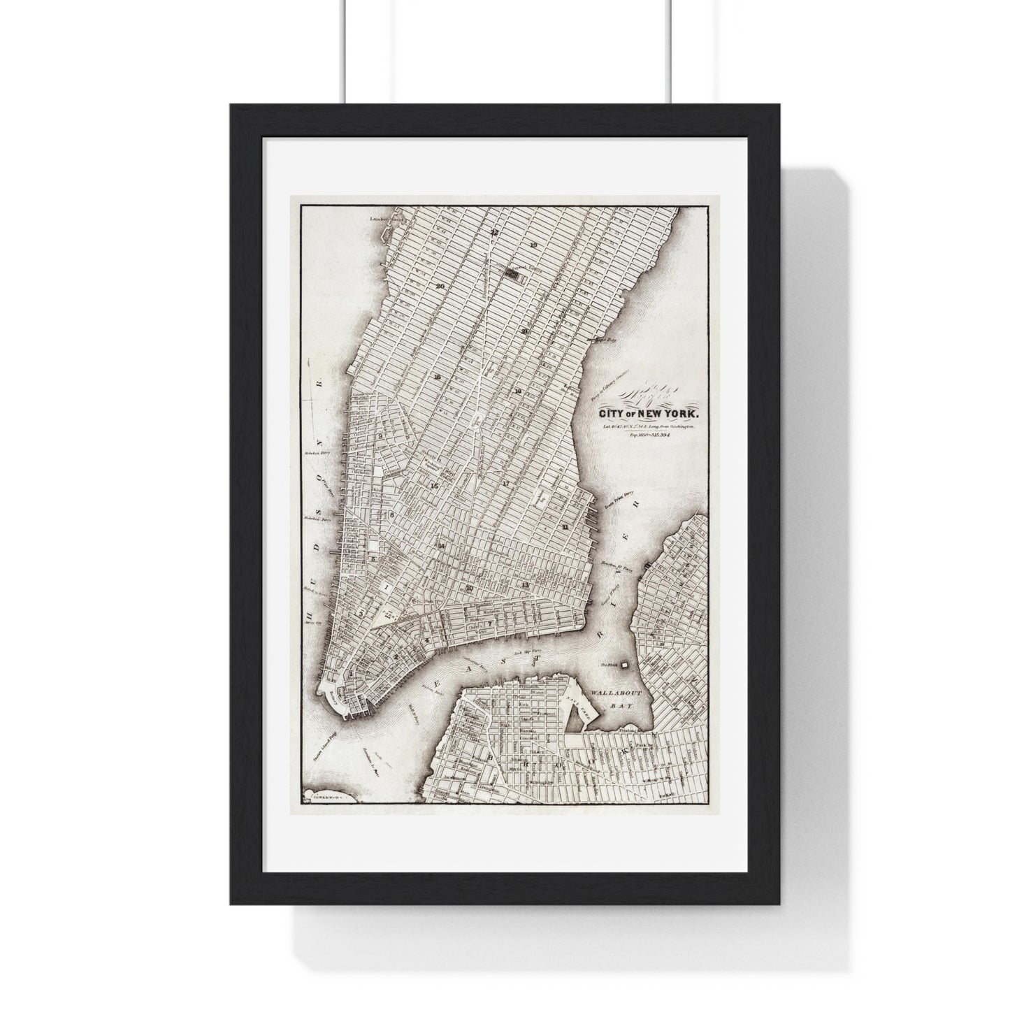 Map of the City of New York (circa 1850) from the Original, Framed Art Print