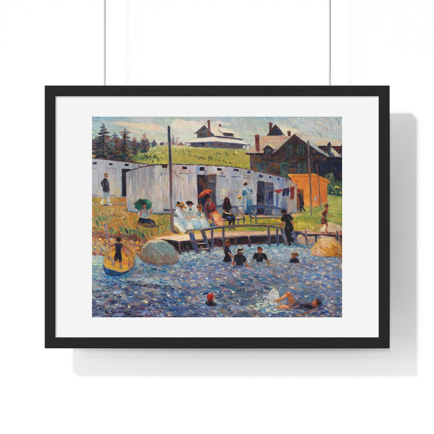 The Bathing Hour, Chester, Nova Scotia (1910) by William James Glackens, from the Original, Framed Print