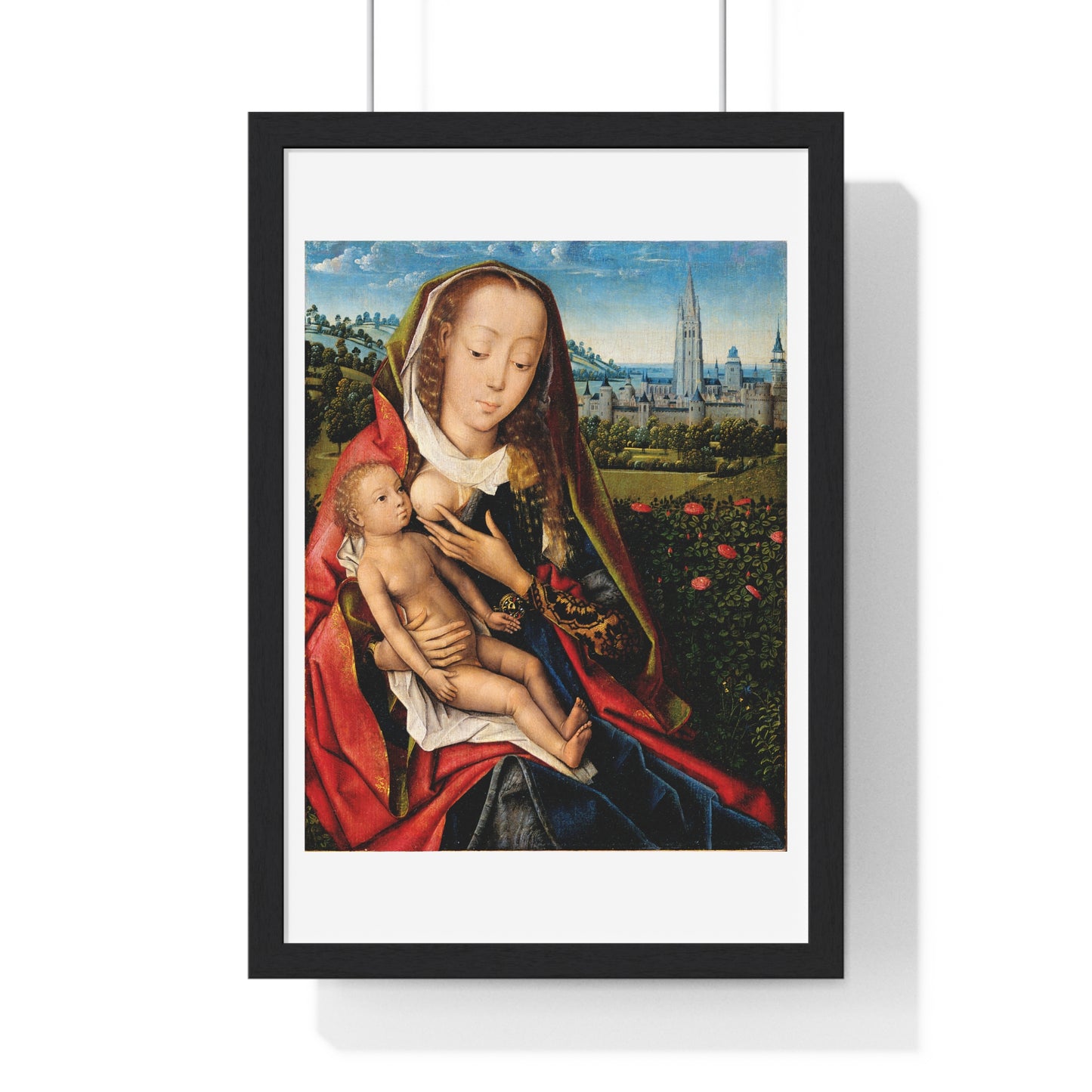 Virgin and Child in a Landscape (1480–90) by Master of the Legend of Saint Lucy, from the Original, Framed Art Print